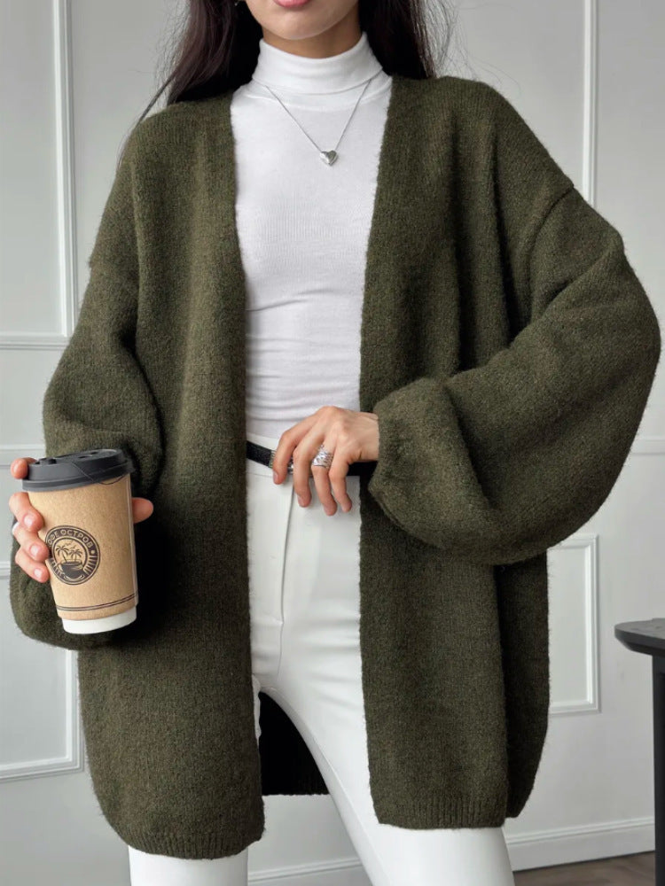 Fashion Mid-length Knitted Cardigan Top Women
