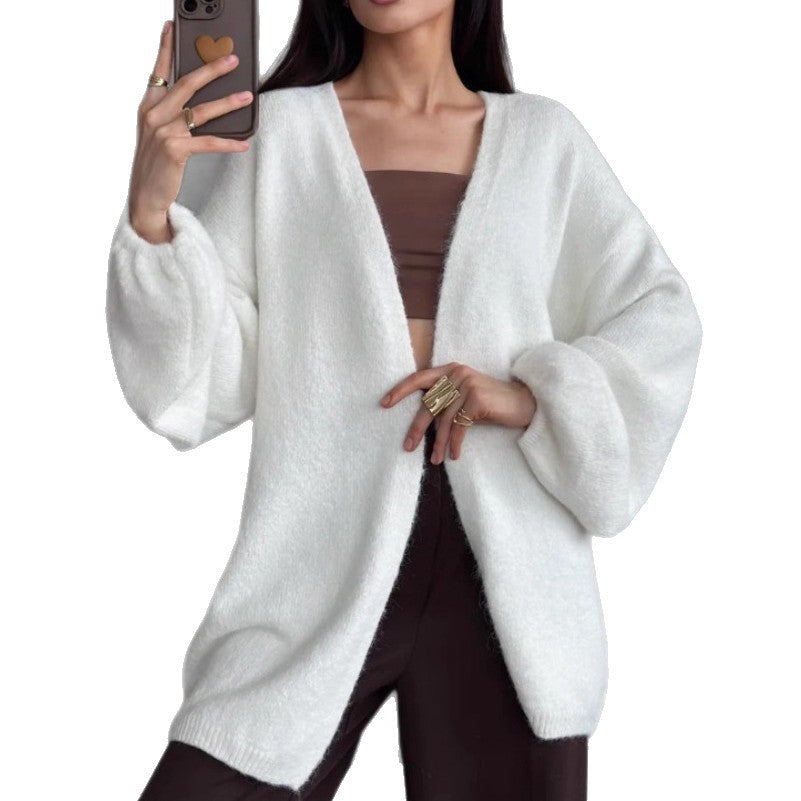 Fashion Mid-length Knitted Cardigan Top Women