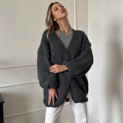 Fashion Mid-length Knitted Cardigan Top Women