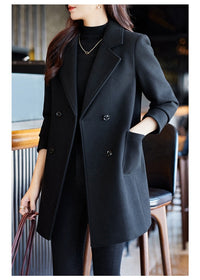Black Double Breasted Coat Autumn And Winter New Women's Suit Jacket