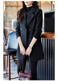 Black Double Breasted Coat Autumn And Winter New Women's Suit Jacket