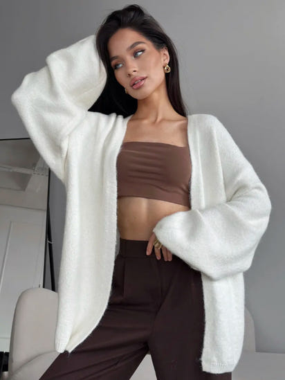 Fashion Mid-length Knitted Cardigan Top Women