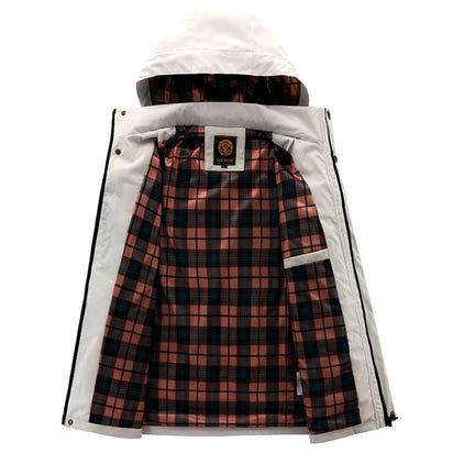 Fashion Men's Casual Windbreaker Jackets Hooded Jacket Man Waterproof Outdoor Soft Shell Winter Coat Clothing Warm Thick Tops